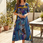 Hanna | Women's Printed Midi Dress™ – Mühelose Eleganz für jeden Tag