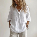 Relaxed Open Collar Blouse™ – Mühelose Eleganz für jeden Tag