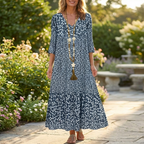 Relaxed Spring Printed V-Neck Midi Dress™ – Entspannte Eleganz für jeden Tag
