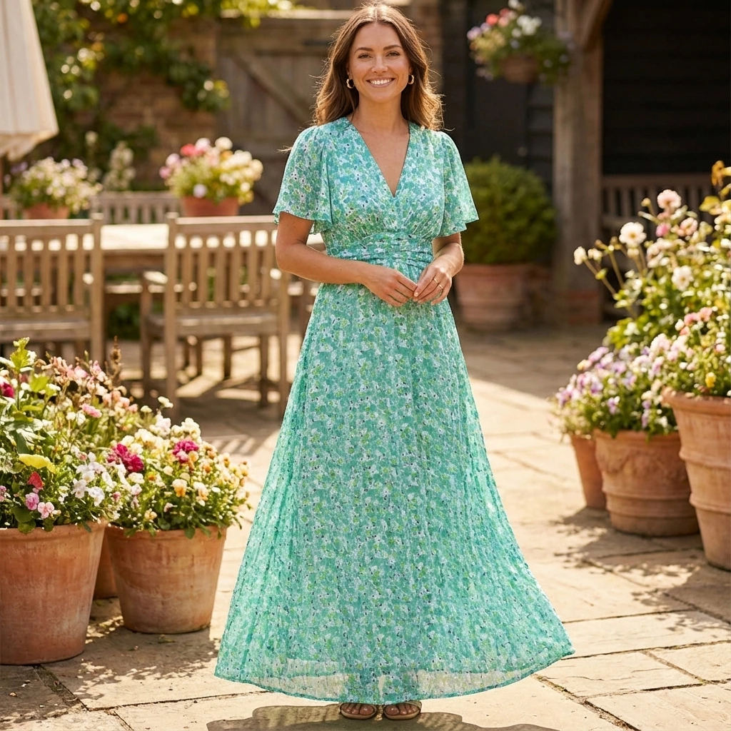 Floral Wrap Maxi Dress™ – Eleganter Wickelstil für mühelose Weiblichkeit