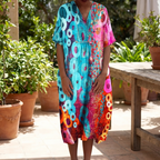 Women's Printed V-Neck Midi Dress for Vacation™ – Entspannter Komfort für sonnige Tage