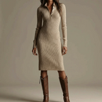 Ribbed Button-Neck Knit Dress™ – Raffinierte Eleganz für jeden Anlass
