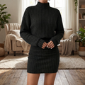 Sloane | Women's Ribbed Turtleneck Sweater Mini Dress™ – Elegante Wärme für stilvolle Herbst- und Winteroutfits