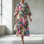 Women's Printed Midi Dress with Defined Waist and Flowing Fit™ – Mühelose Eleganz für jeden Tag