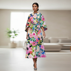 Women's Printed Midi Dress with Defined Waist and Flowing Fit™ – Mühelose Eleganz für jeden Tag