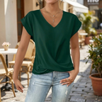 Women's Tummy-Tucking Draped V-Neck Top™ – Elegante Silhouette für den ganzen Tag