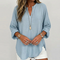 Relaxed Split-Neck Long Sleeve Top™ – Mühelose Eleganz für den Alltag