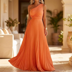 Pleated One-Shoulder Midi Dress™ – Elegante Asymmetrie für zeitlose Sophistication