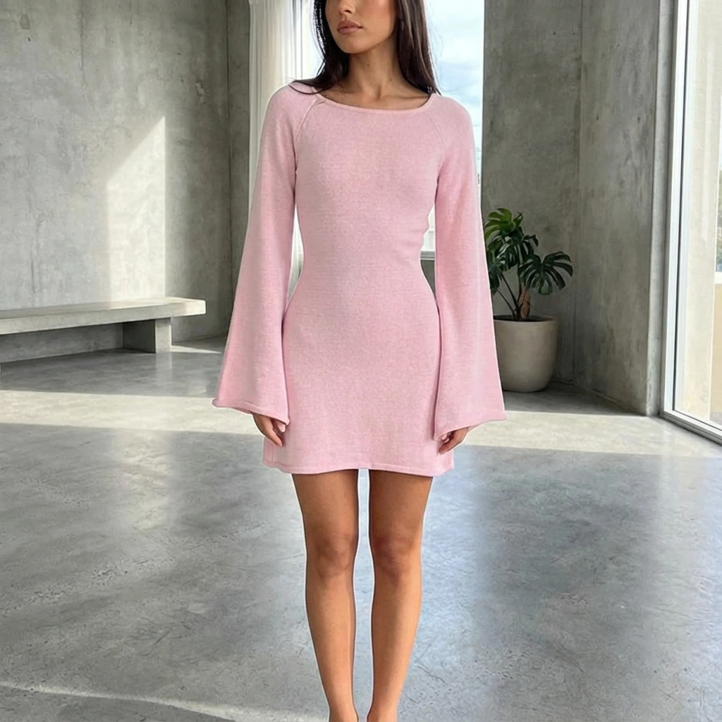 Soft Knit Long Sleeve Mini Dress™ – Elegante Silhouette für jeden Anlass