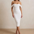 Soft Draped Spring Midi Dress™ – Elegante Weichheit für den perfekten Frühlingsauftritt