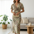 Women's Wrap Midi Dress with Elegant Neckline and Flowing Fit™ – Zeitlose Eleganz für besondere Anlässe