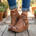 Women's Open Toe Wedge Ankle Boots with Buckle™ – Stilvolle Eleganz für warme Tage