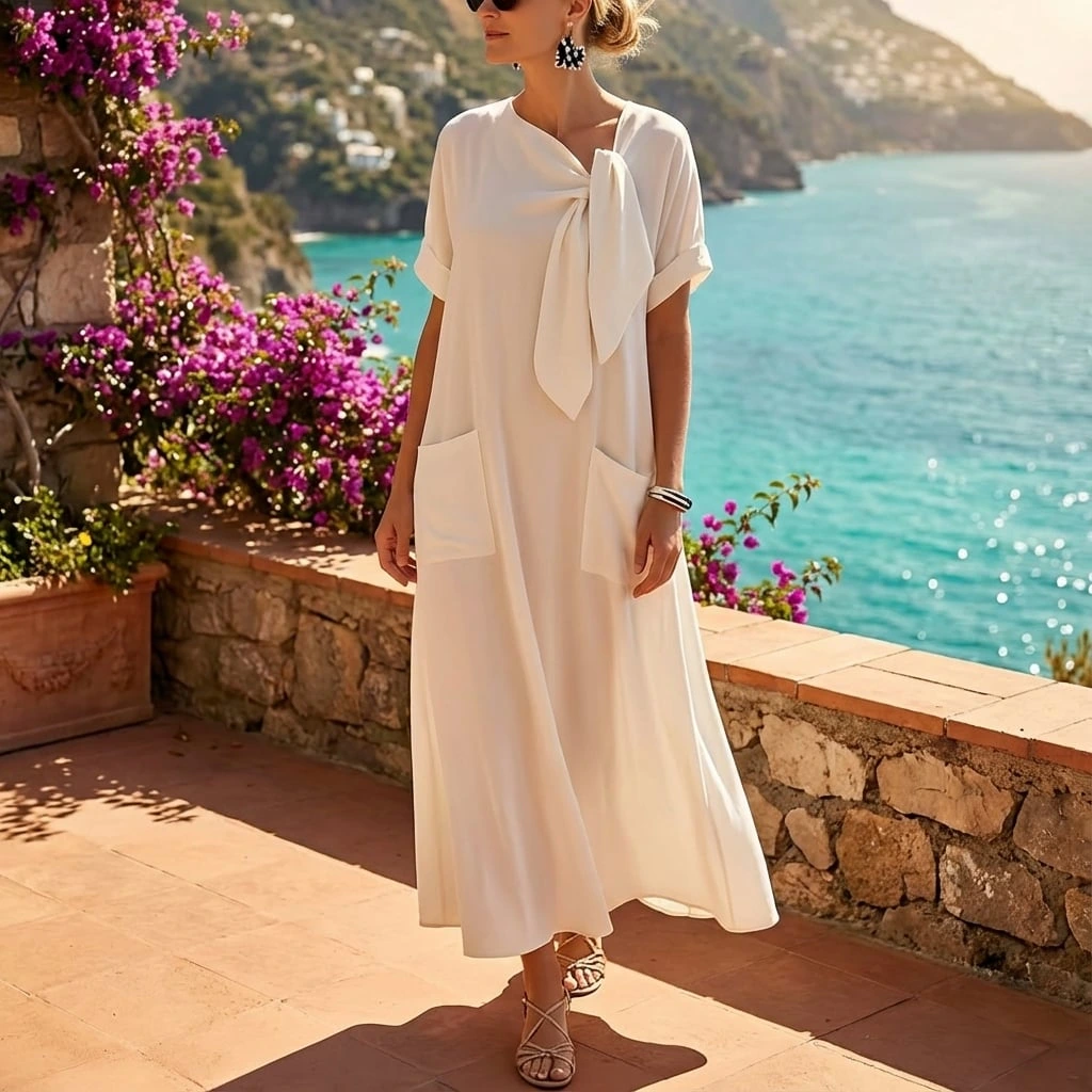 Flowy Tie-Front Maxi Dress™ – Mühelose Eleganz für jeden Anlass