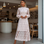 Women's Lace Midi Dress with High Neck and Elegant Fit™ – Zeitlose Eleganz für besondere Anlässe