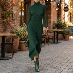 Draped Turtleneck Midi Dress™ – Elegante Silhouette für zeitlose Ausstrahlung