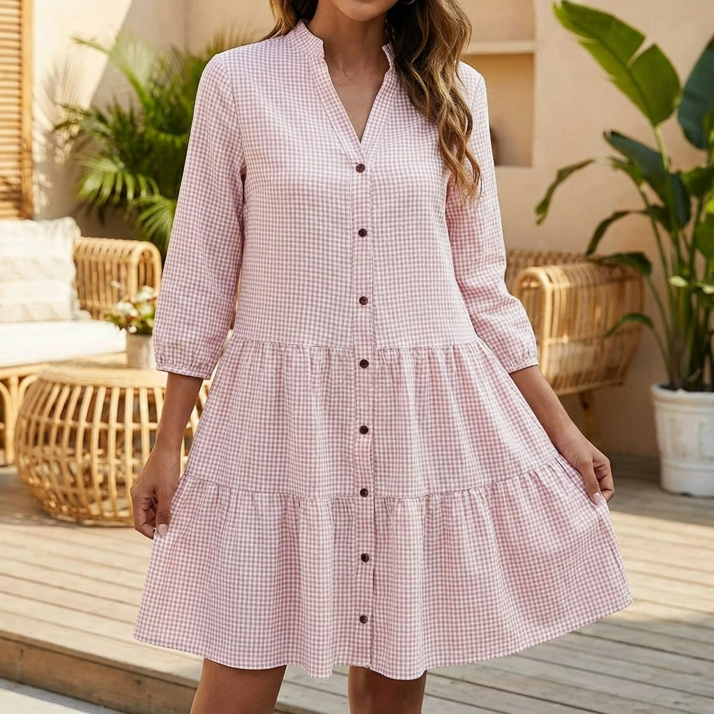Elara | Women's Spring Button Dress™ – Müheloses Eleganz für sonnige Tage