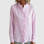 Women's Ruffled Stripe Button Shirt™ – Eleganter Alltag trifft mühelose Raffinesse