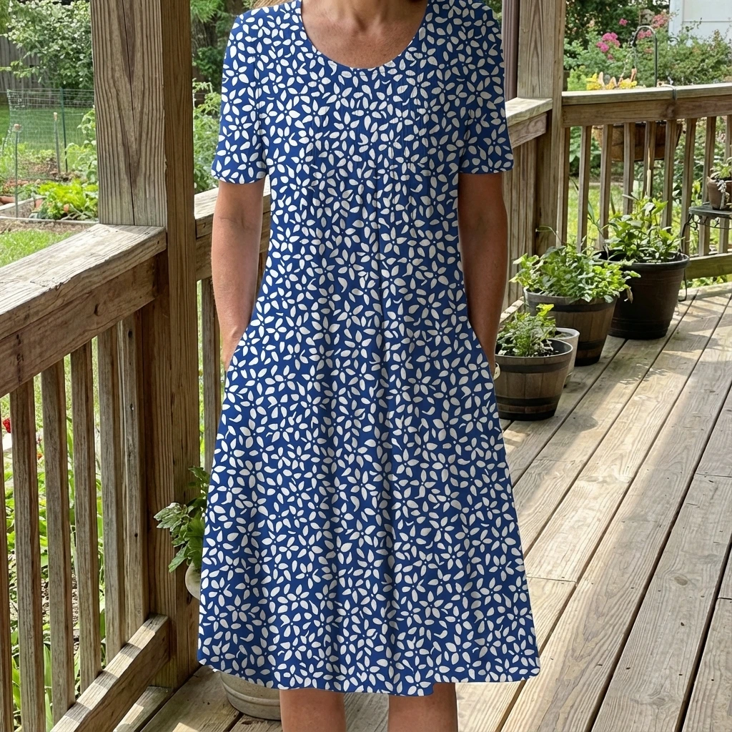 Printed Short Sleeve Midi Dress™ – Müheloser Komfort mit zeitloser Eleganz