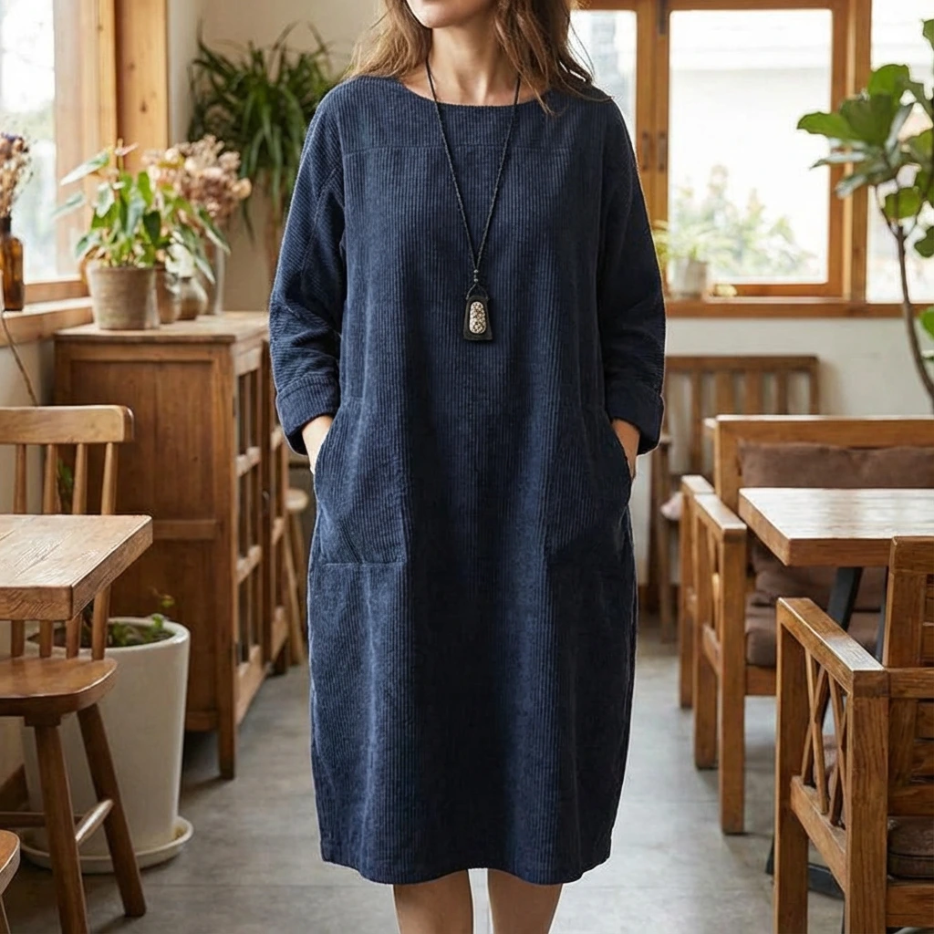 Relaxed Long Sleeve Midi Dress™ – Zeitloser Komfort für den Alltag