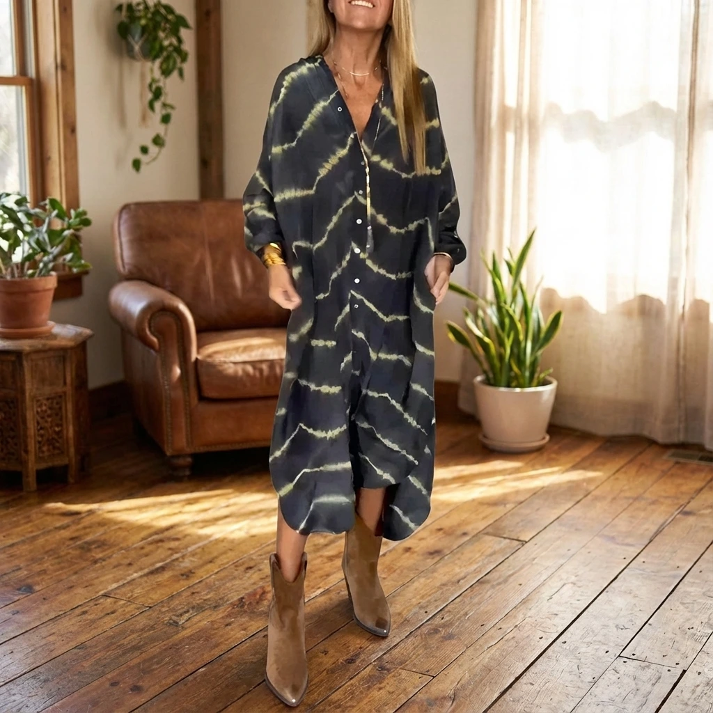 Spring Tie-Dye Midi Dress™ – Fließender Komfort für entspannte Frühlingstage