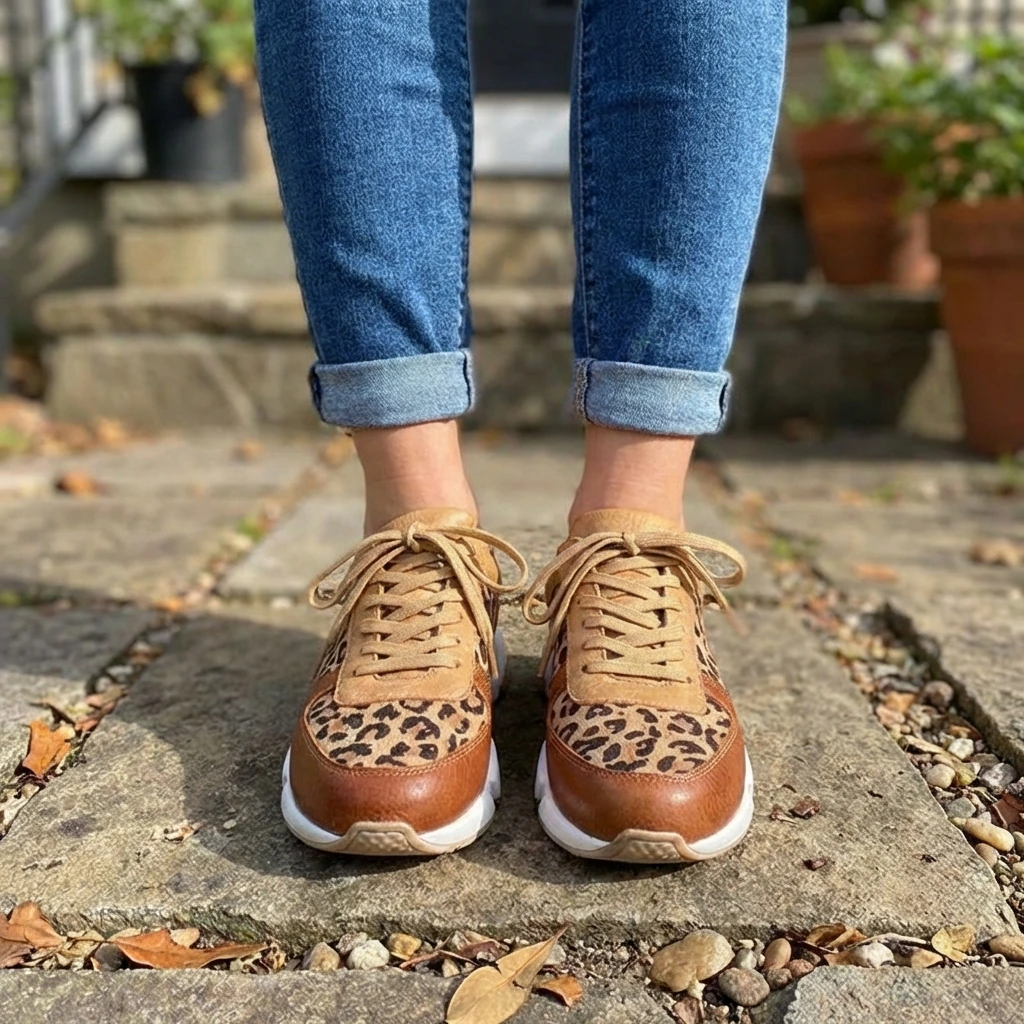Winslow | Women's Leopard Print Lace-Up Chunky Sneakers™ – Stilvoller Komfort für den modernen Alltag