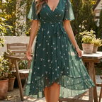 Women's Stylish Spring Wrap Midi Dress™ – Eleganter Frühlingslook mit femininer Wickeloptik