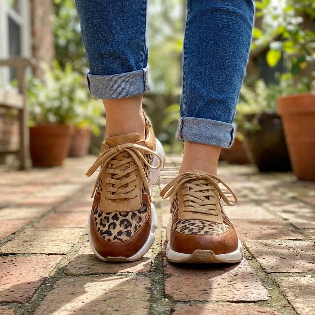Winslow | Women's Leopard Print Lace-Up Chunky Sneakers™ – Stilvoller Komfort für den modernen Alltag