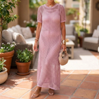 Damen Transparentes Strick-Maxikleid mit Entspannter Passform und Kurzen Ärmeln™ – Mühelose Eleganz für jeden Anlass
