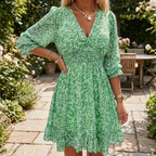 Women's Spring Smocked V-Neck Midi Dress™ – Zeitlose Eleganz für den Frühling