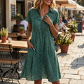 Printed Collared Midi Dress™ – Zeitloser Komfort mit elegantem Kragen-Design