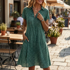 Printed Collared Midi Dress™ – Zeitloser Komfort mit elegantem Kragen-Design