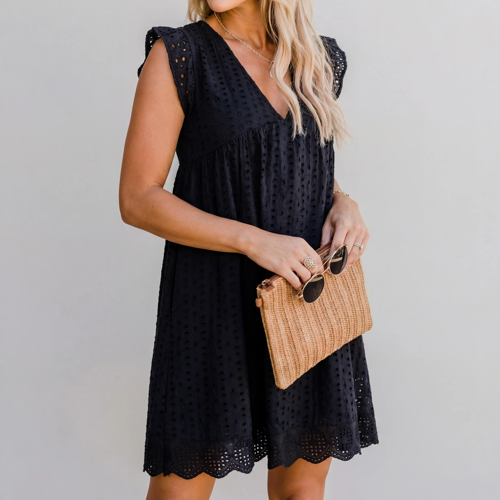 Women's V-Neck Sleeveless Mini Dress™ – Mühelose Eleganz für warme Tage