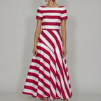 Women's Striped Maxi Dress Short Sleeve™ – Elegante Streifen mit mühelosem Stil