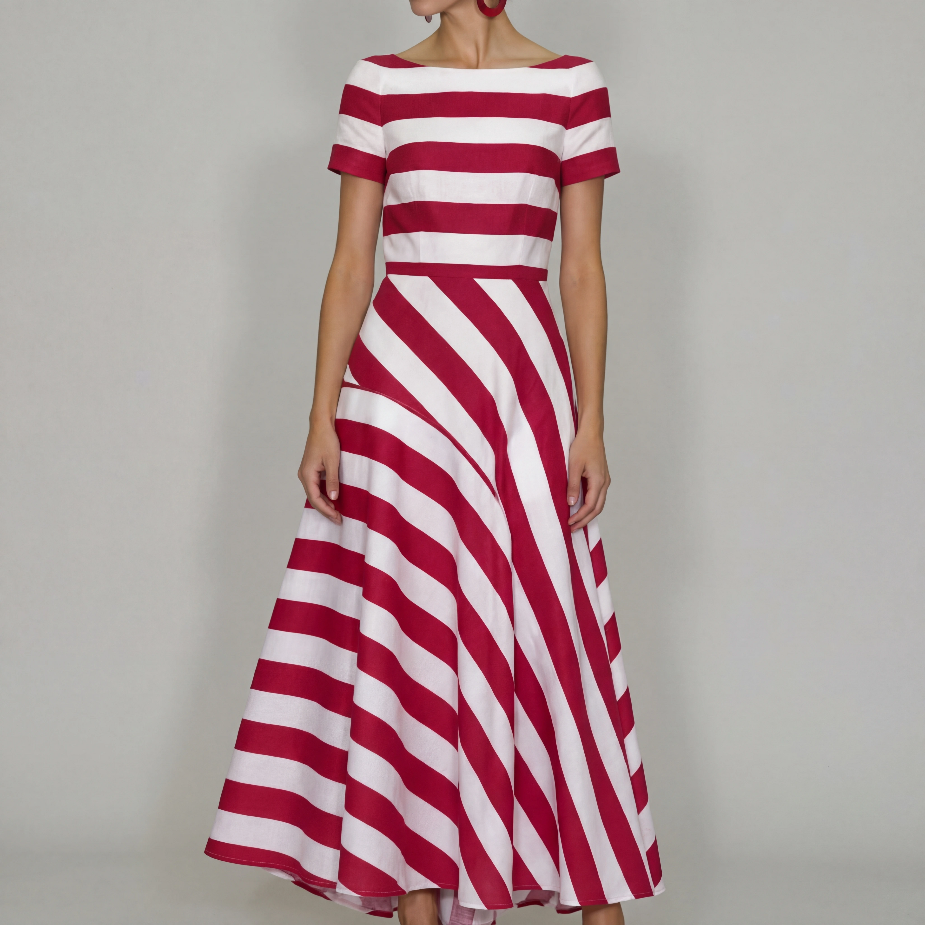 Women's Striped Maxi Dress Short Sleeve™ – Elegante Streifen mit mühelosem Stil