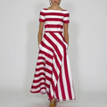 Women's Striped Maxi Dress Short Sleeve™ – Elegante Streifen mit mühelosem Stil