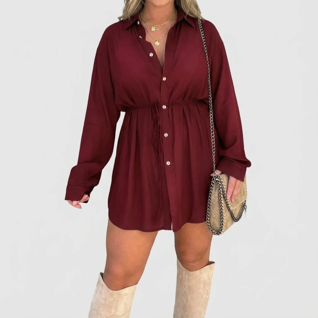 Women's Button Front Long Sleeve Shirt Dress™ – Zeitlose Eleganz für jeden Tag