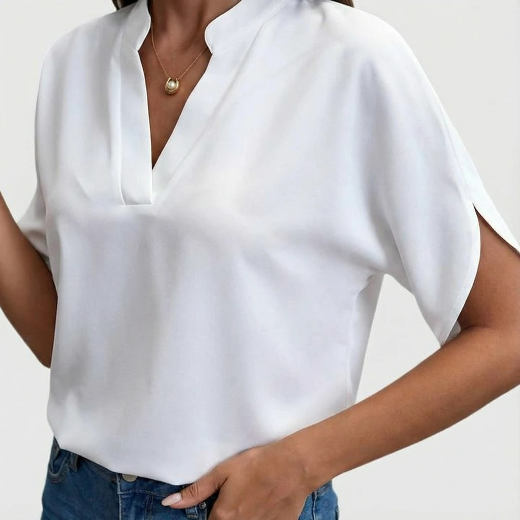 Soft Split-Neck Blouse™ – Elegante Leichtigkeit für jeden Tag