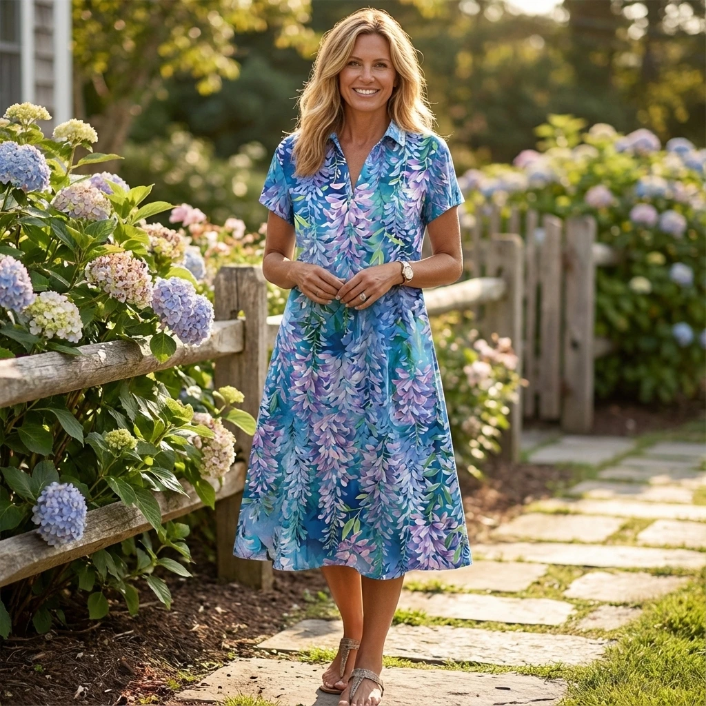 Relaxed Floral Button Midi Dress™ – Müheloser Stil für entspannte Alltage