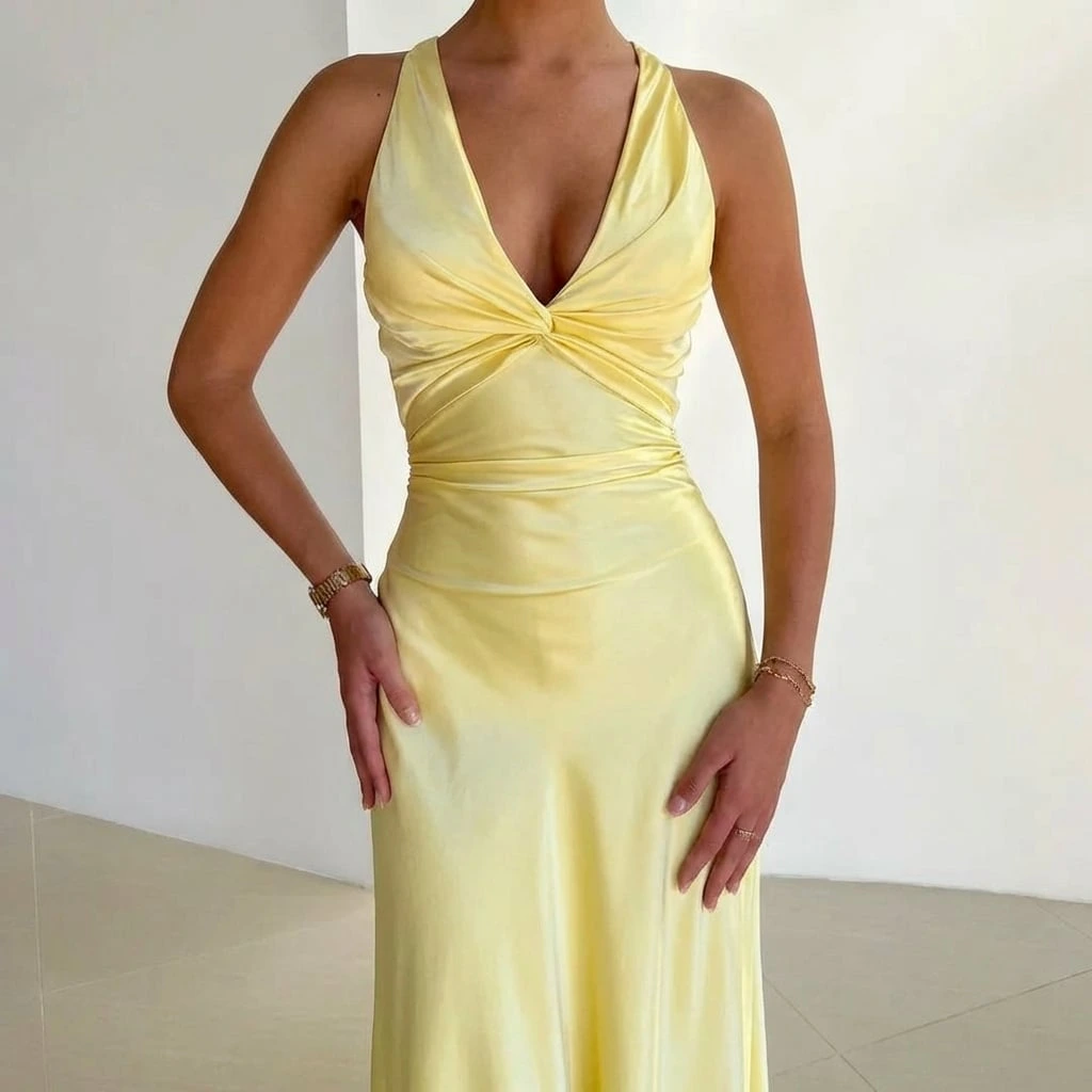 Twist-Front V-Neck Maxi Dress for Flattering Fit™ – Elegante Silhouette für jeden Anlass