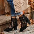 Women's Lace Panel Block Heel Ankle Orthopedic Boots™ – Eleganter Komfort für den ganzen Tag