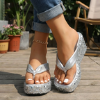 Noa | Women's Platform Flip Flops with Sparkle Sole™ – Stilvolle Höhe mit Glitzer-Effekt