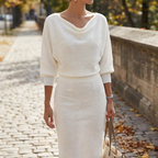Monroe | Women's Elegant Draped Neck Midi Dress™ – Zeitlose Eleganz für jeden Anlass