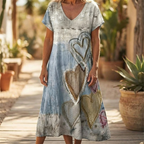 Sandra | Women's Heart Print Maxi Dress™ – Mühelose Eleganz für jeden Tag