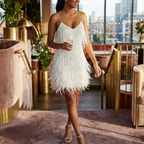 Women's Fringe Mini Dress with Spaghetti Straps and Elegant Fit™ – Glamouröser Blickfang für besondere Anlässe