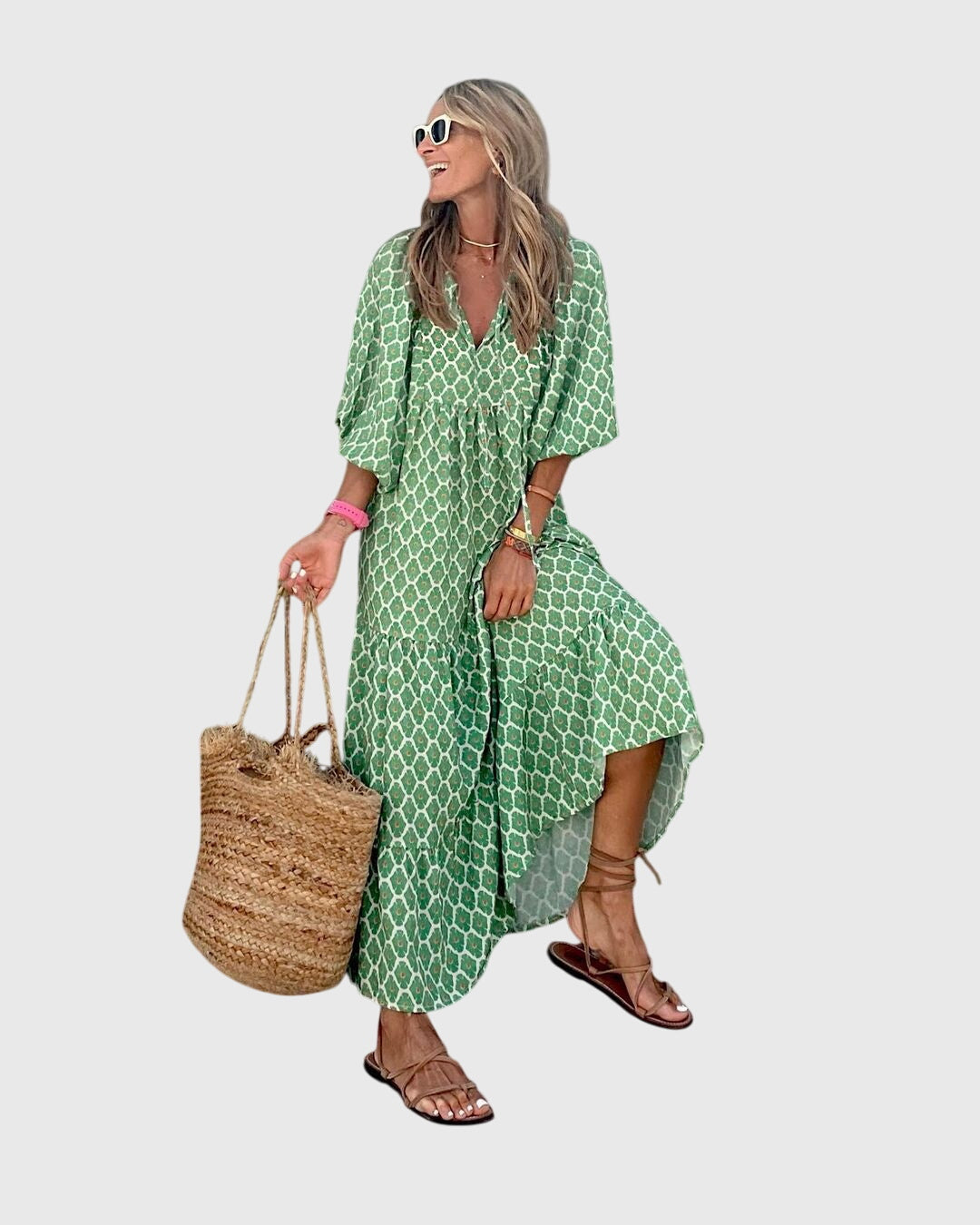 Spring Patterned Maxi Dress For Women™ – Fließender Frühlingskomfort mit zeitloser Eleganz
