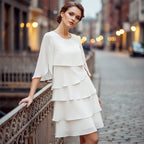 Flowing Layered Ruffle Sleeve Midi Dress for Women™ – Feminine Eleganz mit mühelosem Komfort