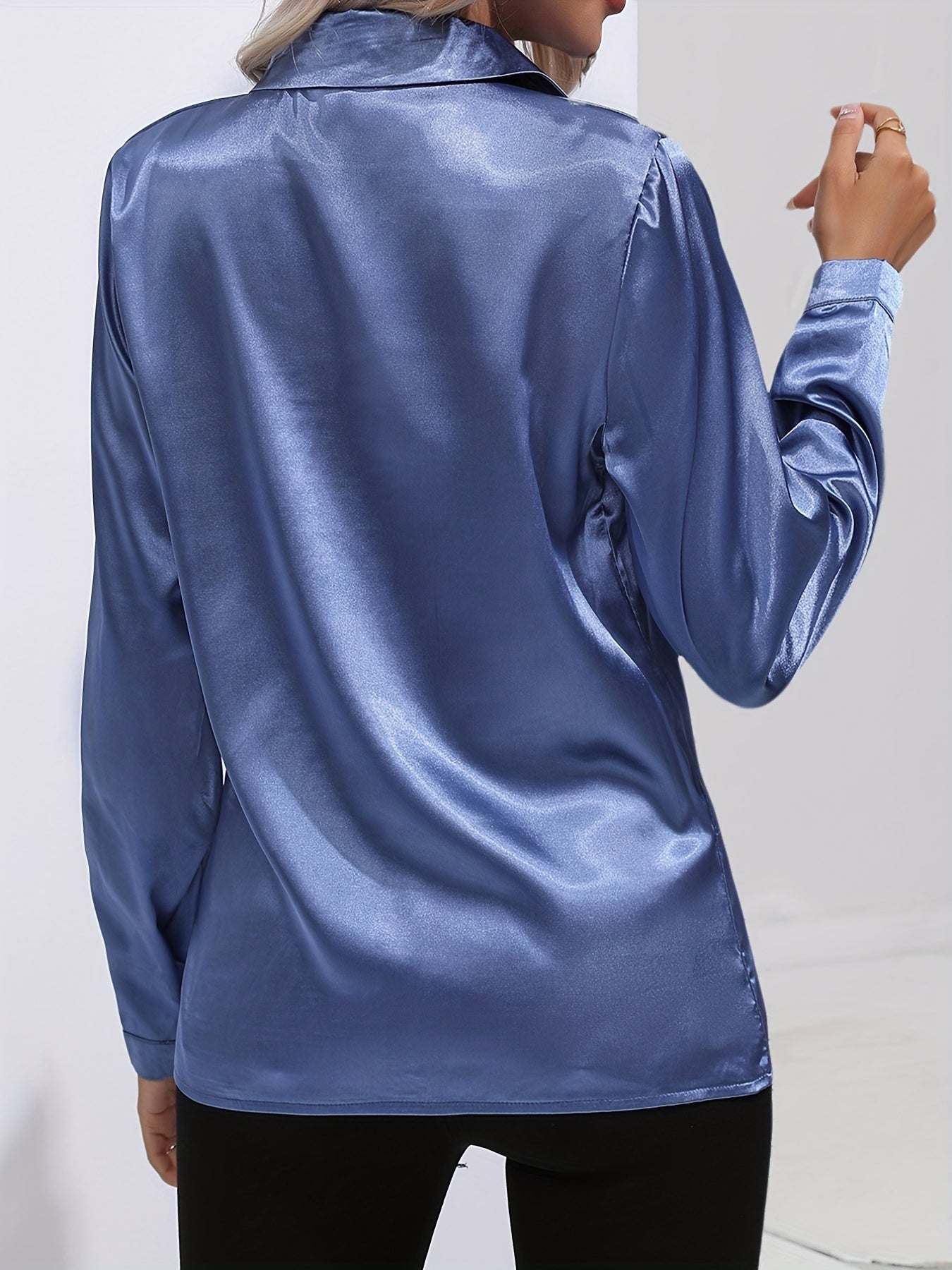 Sarah | Women's Button Down Long Sleeve Satin Blouses™ – Luxuriöse Eleganz für jeden Anlass