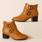 Women's Buckle Strap Block Heel Ankle Orthopedic Boots™ – Elegante Unterstützung für ganztägigen Komfort