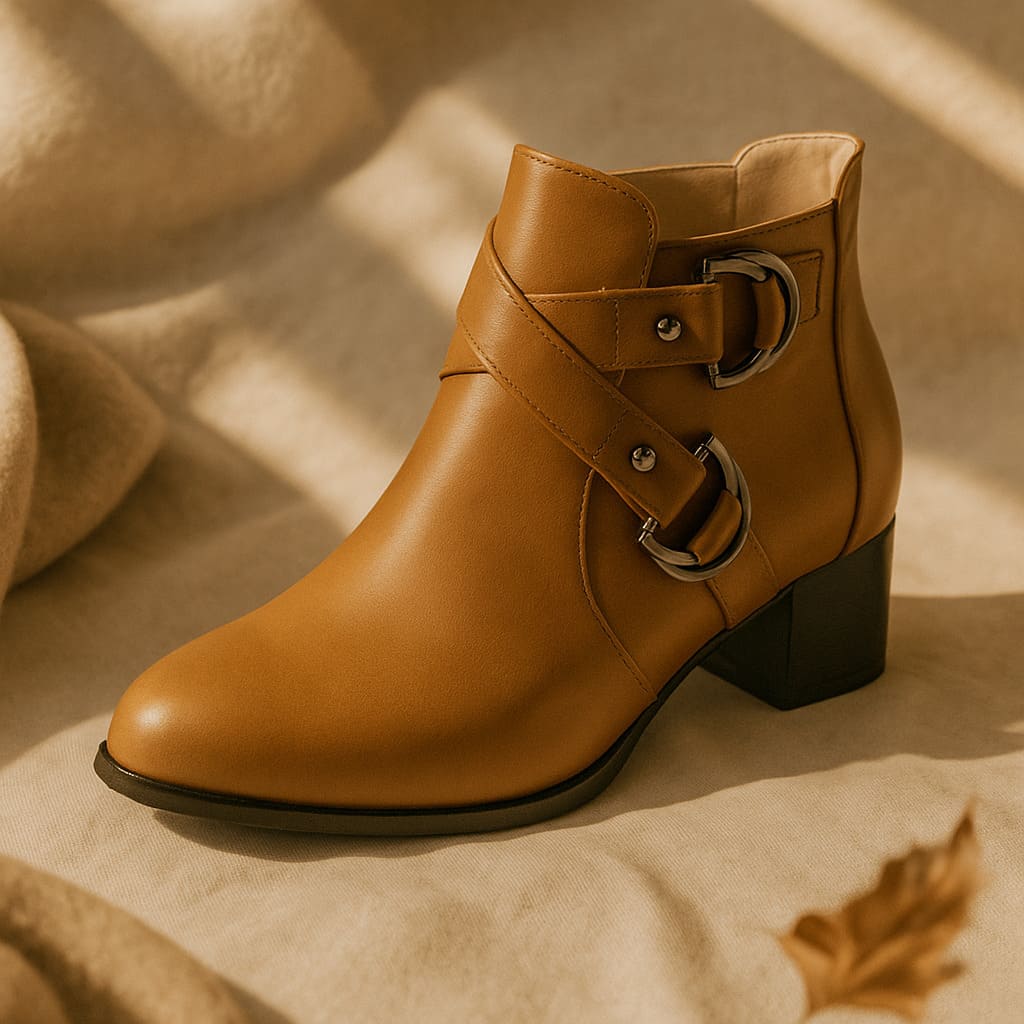Women's Buckle Strap Block Heel Ankle Orthopedic Boots™ – Elegante Unterstützung für ganztägigen Komfort