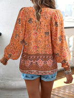 Women's Boho Floral V-Neck Blouse Loose Fit Lightweight Summer Casual Top™ – Leichter Sommer-Boho-Style für jeden Tag